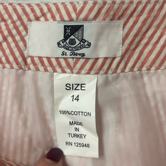 St. Berg Orange & White Striped Seersucker Shorts. Size 14. College Football! - Picture 2 of 8